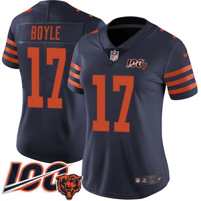Nike Chicago Bears #17 Tim Boyle Navy Blue Alternate Women's Stitched NFL 100th Season Vapor Limited Jersey